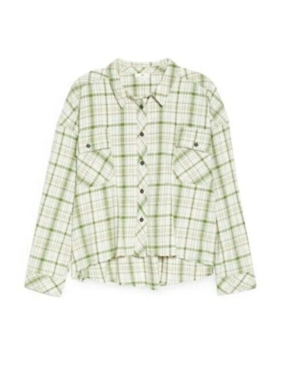BP long sleeve BNWOT plaid top sz small womens frayed hem
